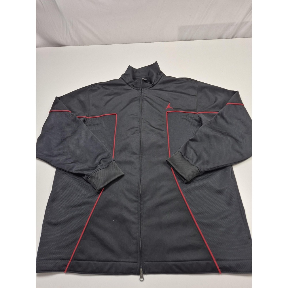 Jordan Track Jacket Mens XL Black Red Full Zip Jumpman Logo Athletic Training
